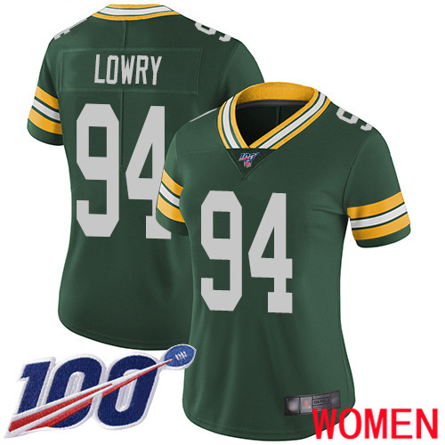 Green Bay Packers Limited Green Women 94 Lowry Dean Home Jersey Nike NFL 100th Season Vapor Untouchable